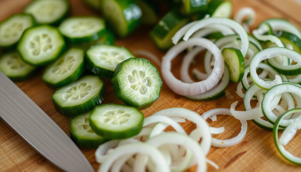 Slicing Cucumbers and Cutting Onions Technique