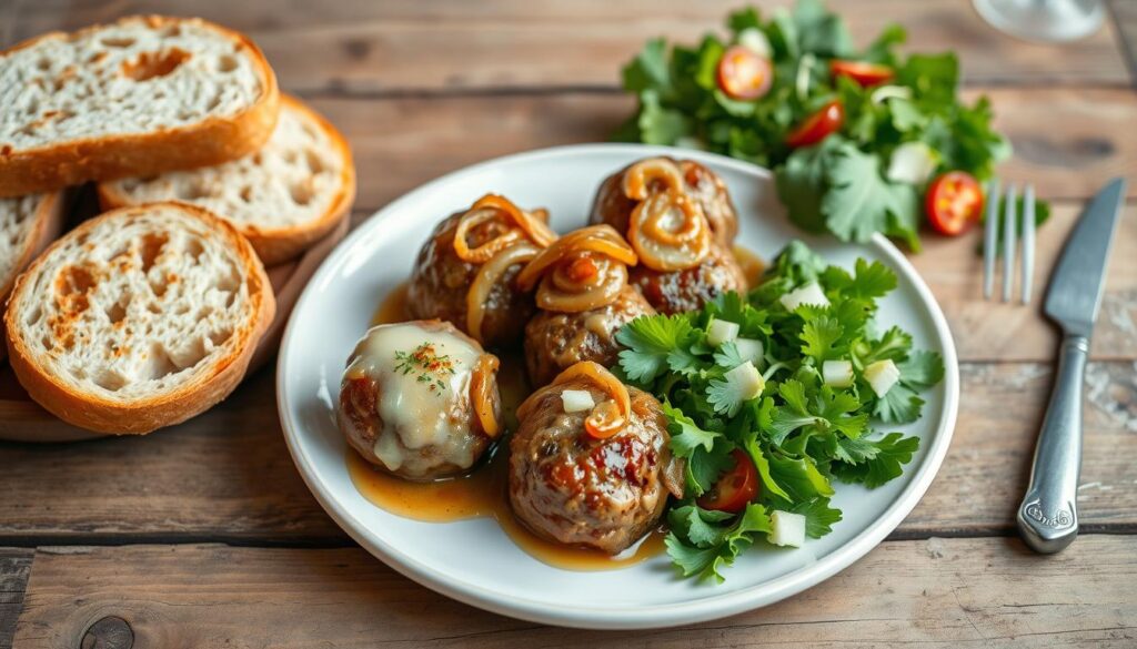 French Onion Meatballs Serving Suggestion