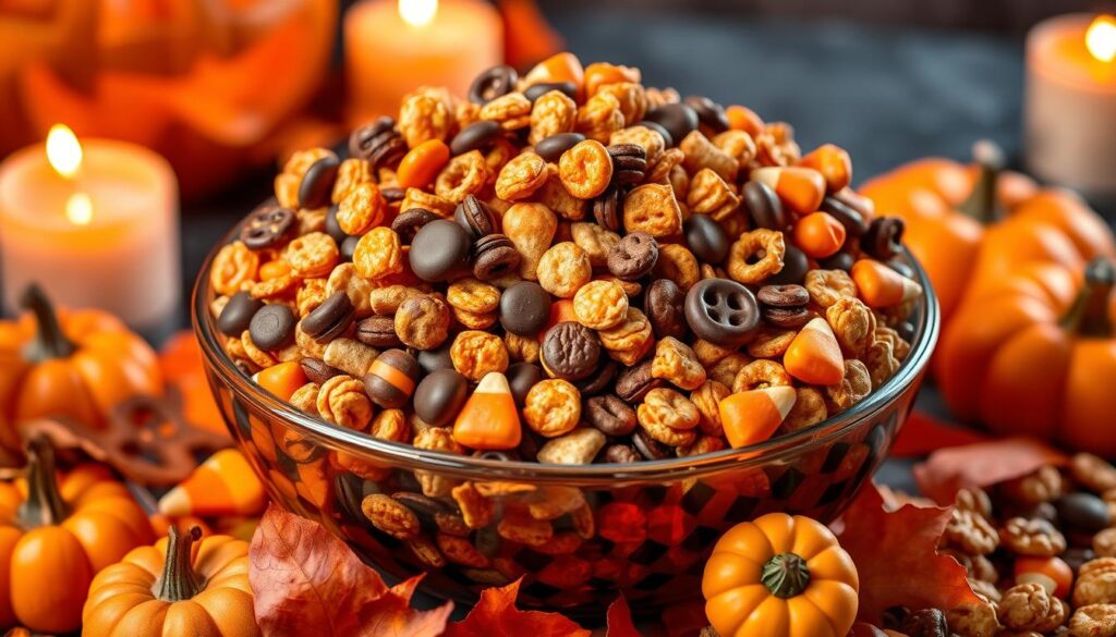 Halloween Chex Mix Mixing