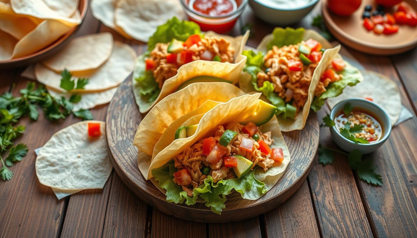 chicken wonton tacos